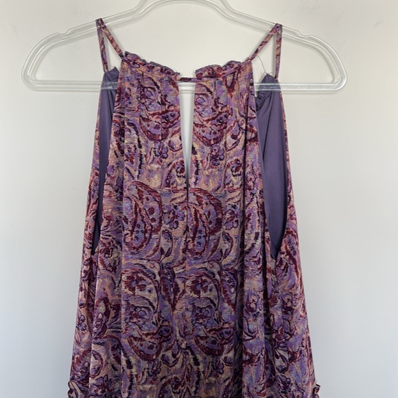 Drew Purple and Pink Paisley Boho Floral Print Tiered Ruffle Dress - Size Large - Picture 6 of 7